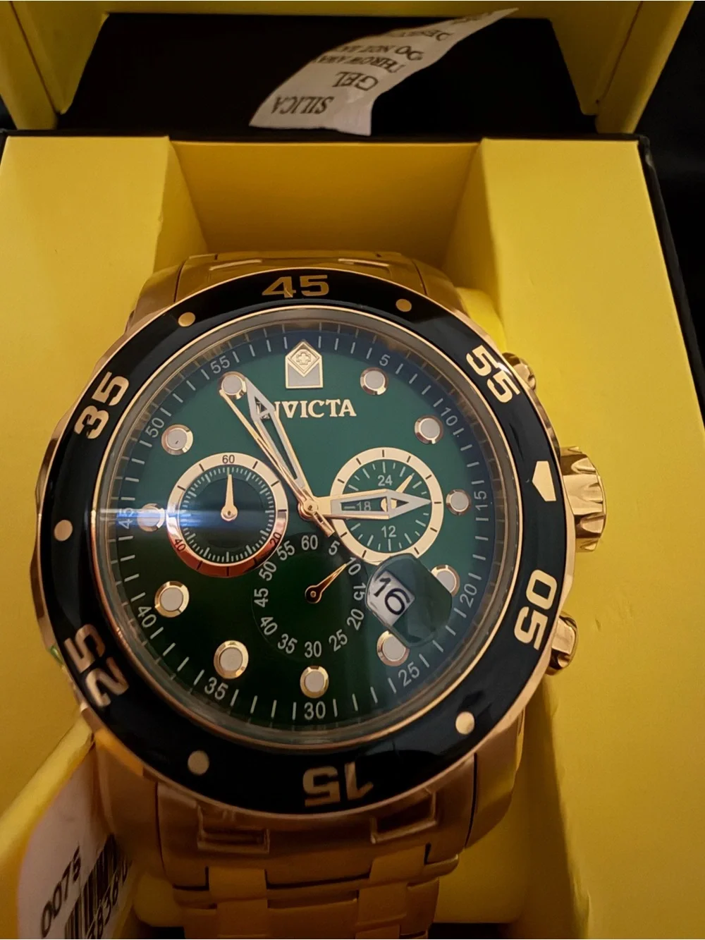 Invicta Pro Diver Men's Rose Gold Watch with Green Dial